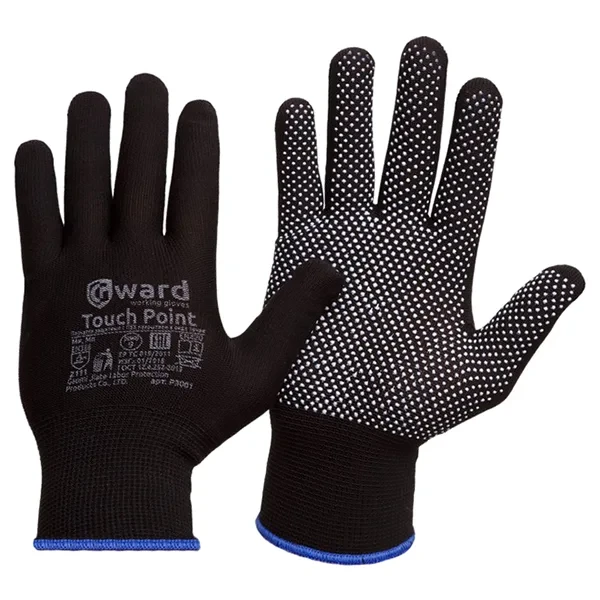 Перчатки GWARD Touch Point Black нейлоновые с ПВХ точками 10 (XL)
