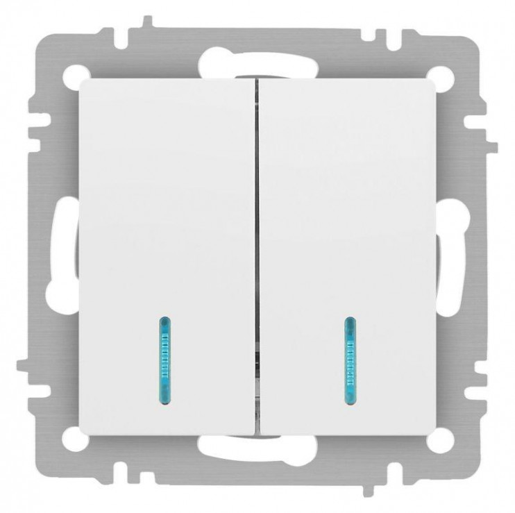 Выключатель 2-кл. СП Accent 6-105-01М 10А IP20 250В с подсветкой AL/CU бел. матов. Intro Б0063507