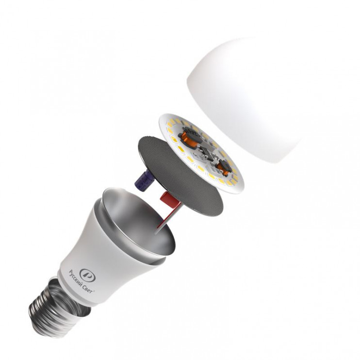 Лампа светодиодная RS A60 E27 7W 220-240V 4000К 7Вт 700лм Ra 90 грушевидная Русский Свет 15010345035