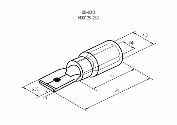 Клемма плоская изол. (штекер) (VM 1.25-250) REXANT 08-0313