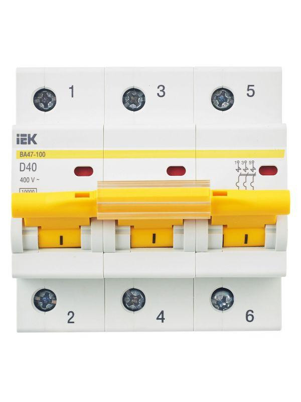 Выключатель автоматический модульный 3п D 40А 10кА ВА47-100 KARAT IEK MVA40-3-040-D