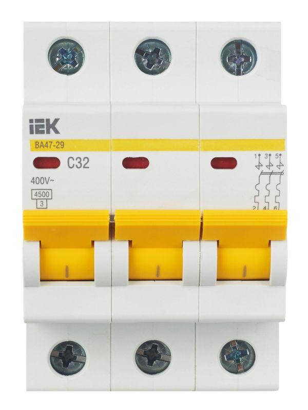 Выключатель автоматический модульный 3п C 32А 4.5кА ВА47-29 KARAT IEK MVA20-3-032-C