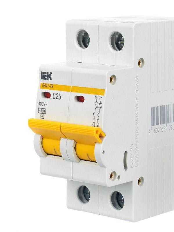 Выключатель автоматический модульный 2п C 25А 4.5кА ВА47-29 KARAT IEK MVA20-2-025-C