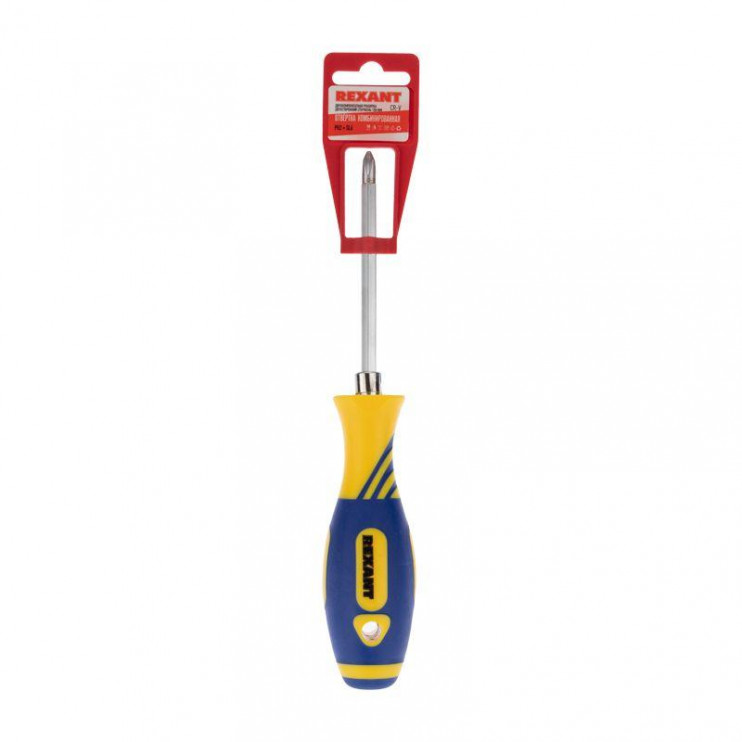 Отвертка комбинированная двухсторонний стержень 120мм(крестовая PH2 шлицевая SL 6мм) двухкомпонентн. рукоятка Rexant 12-4741