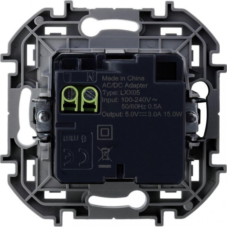 Устройство зарядное Inspiria с 2-мя USB разьемами A и C 240В / 5В 3000мА антрацит Leg 673763