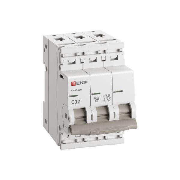Выключатель автоматический 3п C 32А 6кА ВА 47-63N PROxima EKF M636332C