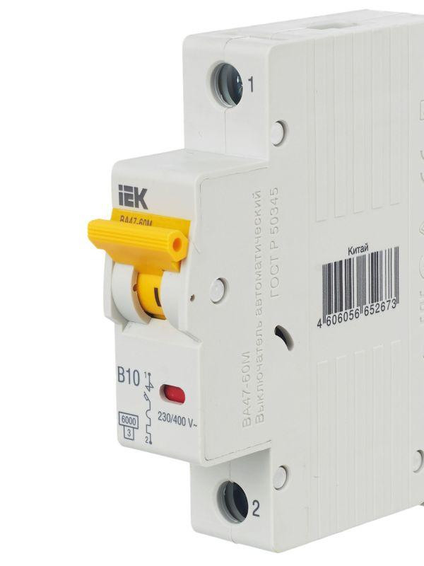 Выключатель автоматический модульный 1п B 10А 6кА ВА47-60M KARAT IEK MVA31-1-010-B