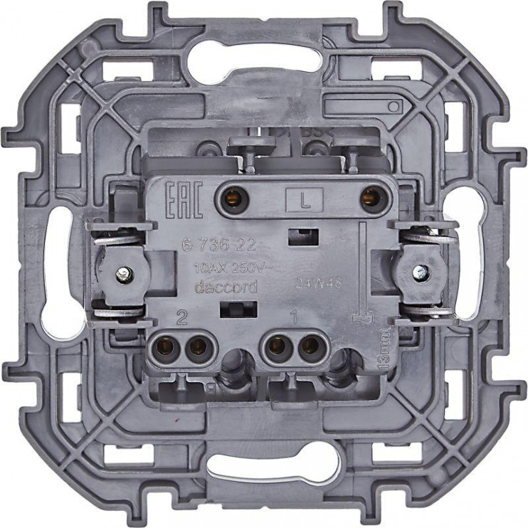 Выключатель 2-кл. Inspiria 10А IP20 250В 10AX механизм алюм. Leg 673622
