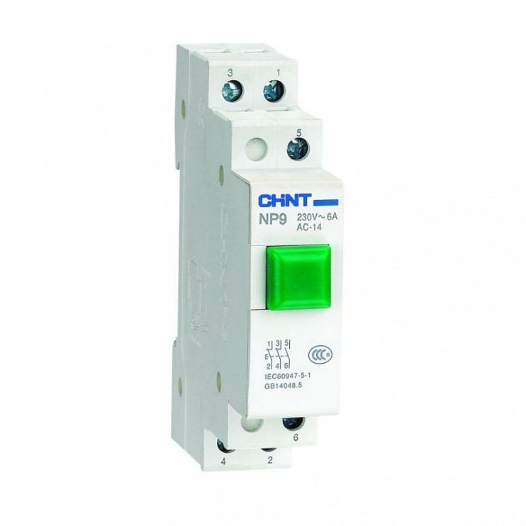 Кнопка модульная NP9-22/1 без подсветки 2НО+2НЗ зел. (R) CHINT 584074