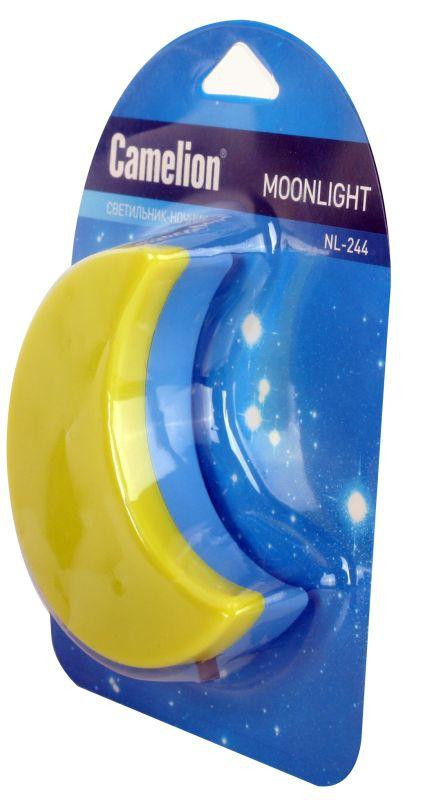 Светильник светодиодный NL-244 "Месяц" 220В ночник с выкл. желт. Camelion 14264