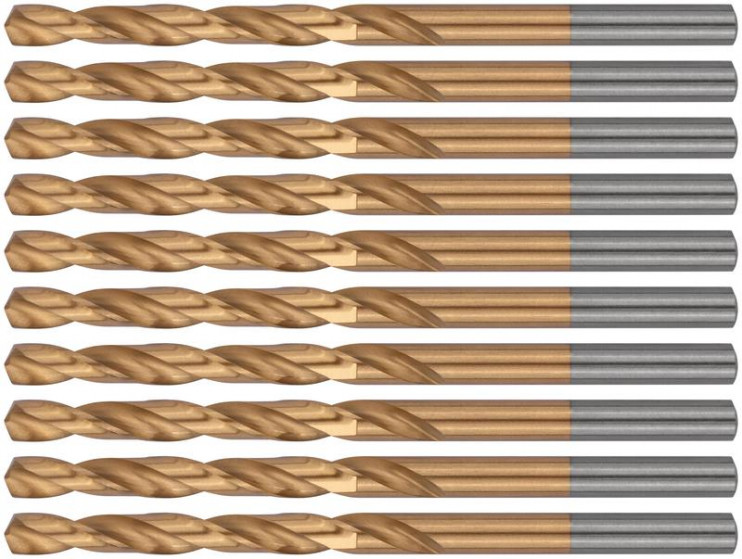 Набор сверл HSS по металлу 5.0мм титан. покрытие (уп.10шт) FIT 34150