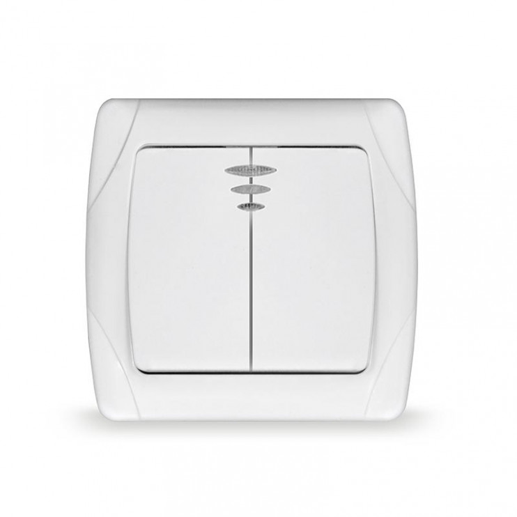 Выключатель 2-кл. СП Маргарита 10А IP20 с подсветкой бел. UNIVersal М0123