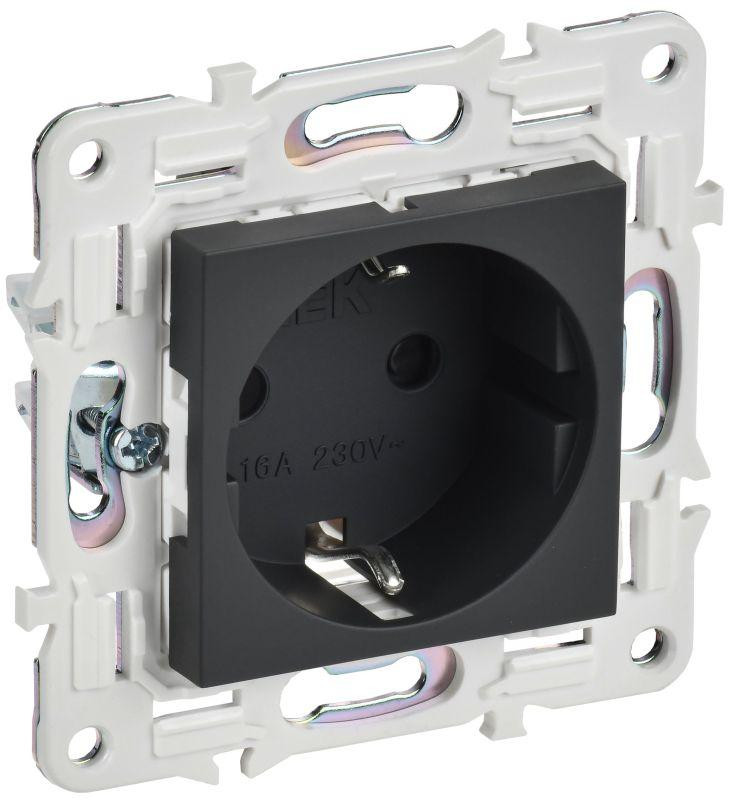 Розетка SKANDY 16А с заземл. защ. шторки безвинт. крепл. SK-R06G графит IEK SK-R14-16-1-K53