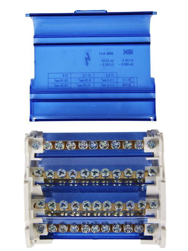 Шина на DIN-рейку в корпусе (кросс-модуль) ШНК 4х11 3L+PEN IEK YND10-4-11-125