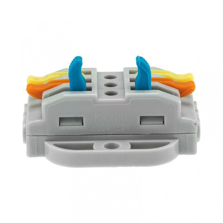 Клемма строительно-монтажная СМК проходная 222-423P 3п 0.08-4кв.мм с монтажной площадкой сер. (блист.5шт) Rexant 07-6263-5