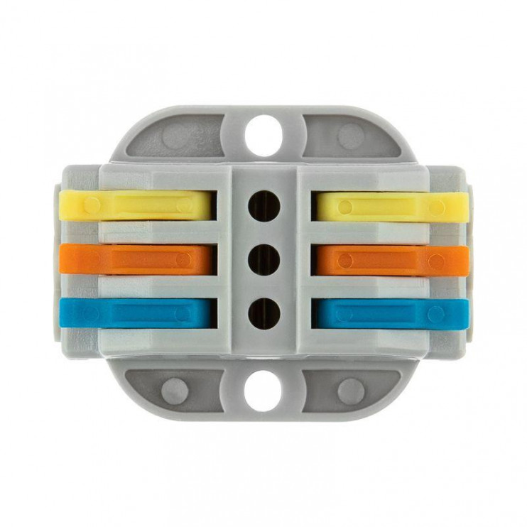 Клемма строительно-монтажная СМК проходная 222-423P 3п 0.08-4кв.мм с монтажной площадкой сер. (блист.5шт) Rexant 07-6263-5