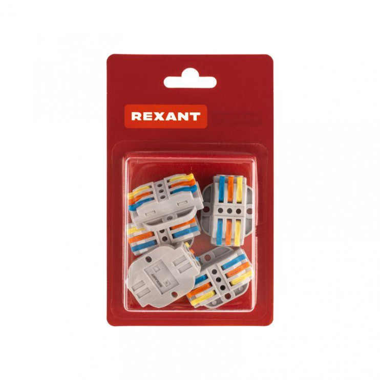 Клемма строительно-монтажная СМК проходная 222-423P 3п 0.08-4кв.мм с монтажной площадкой сер. (блист.5шт) Rexant 07-6263-5