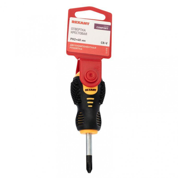 Отвертка крестовая PH 2х40мм двухкомпонентн. рукоятка Rexant 12-4730