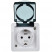 Розетка 1-м ОП Гермес Plus РСб20-3-ГПБд 16А IP54 с заземл. с дым. крышкой бел. IEK ERMP12-K03-16-54-EC