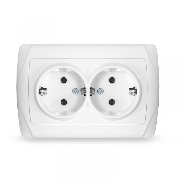 Розетка 2-м СП Маргарита 16А IP20 с заземл. бел. UNIVersal М0128