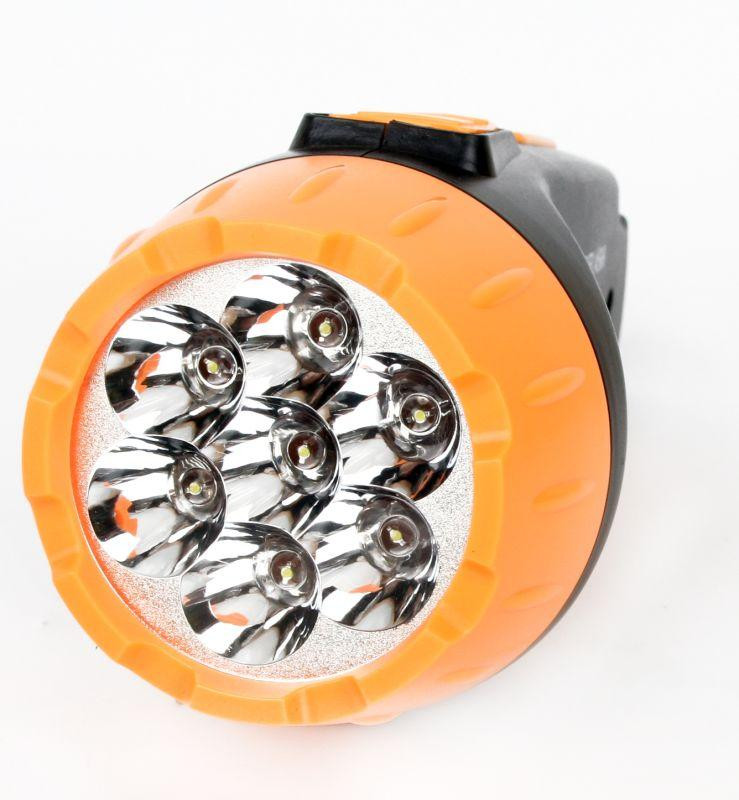 Фонарь аккумуляторный LED3807 7LED 2 режима аккум. SLA 220В пластик. черн./желт. (кор.) Ultraflash 9216