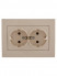 Розетка 2-м СП Rain с заземл. керамика крем. LEZARD 703-0303-127