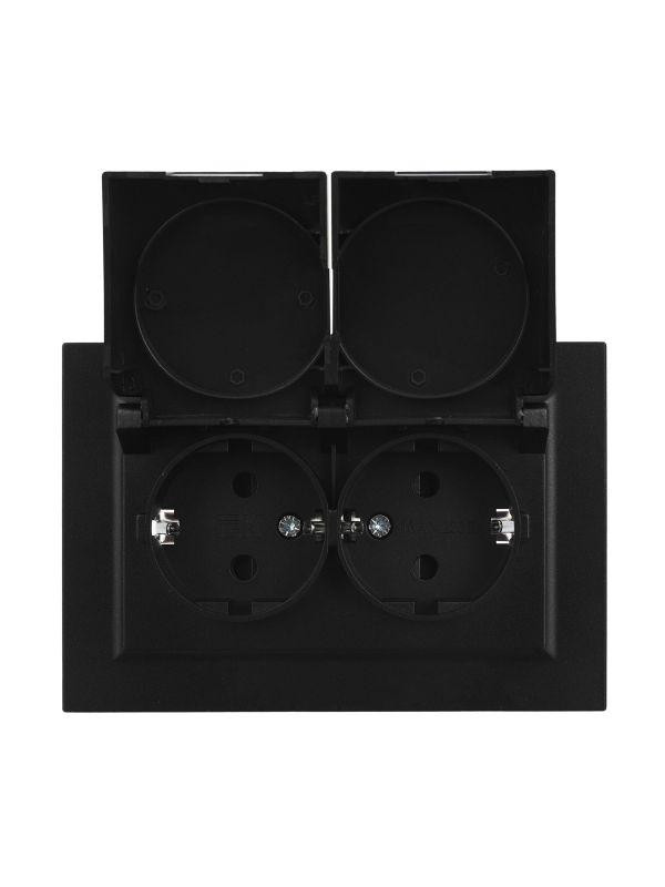Розетка 2-м СП BRITE РСбш12-3-44-БрЧ 16А в сборе IP44 с крышкой черн. IEK BR-R26-16-44-K02-F