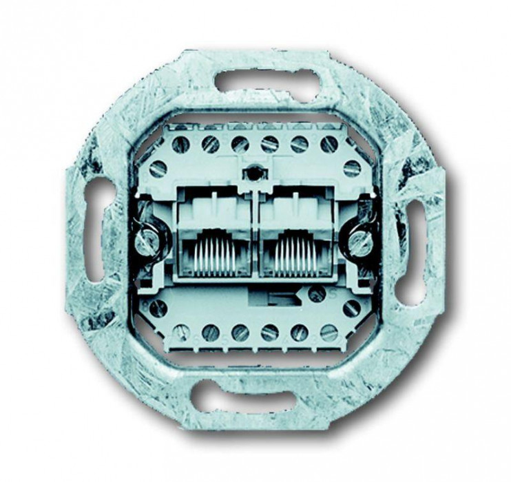 Розетка компьютерная + телефонная 2-м RJ11/12 + RJ45 ISDN кат.3 8/8п раздельно механизм ABB 2CKA000230A0243