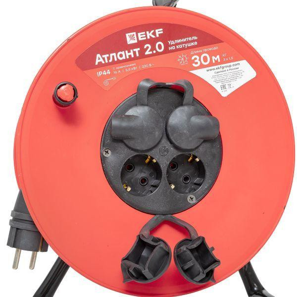 Удлинитель на катушке 4х30м с заземл. 16А IP44 Атлант 2.0 3.5кВт КГ 3х1.5 PROxima EKF UKA02-16-315R-4-30-IP44
