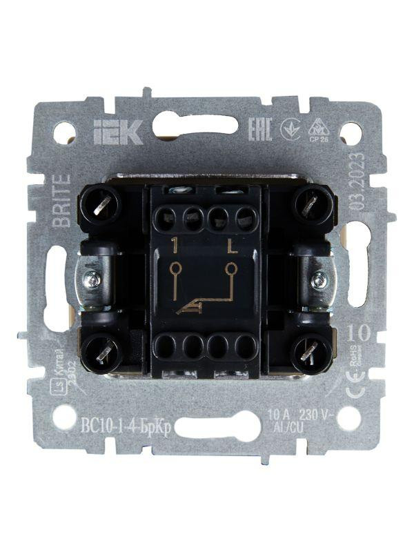 Выключатель 1-кл. СП BRITE ВС10-1-4-БрКр 10А самовозвратн. механизм беж. IEK BR-V14-0-10-K10