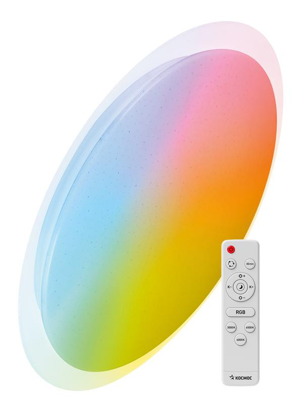 Светильник светодиодный PREMIUM GALAXY-RGB 75Вт 230В 3000-6500К 6000лм IP40 555х83мм настенно-потолочный управляемый с пультом ДУ с RGB подсветкой КОСМОС KSGalaRGB75W