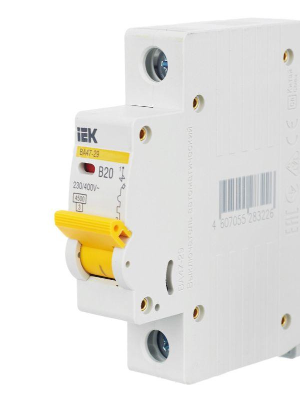 Выключатель автоматический модульный 1п B 20А 4.5кА ВА47-29 KARAT IEK MVA20-1-020-B