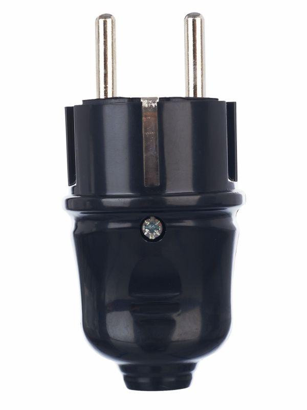 Вилка прямая ВПп10-02-Ст разборная с заземл. контактом 16А черн. IEK EVP10-16-01-K02