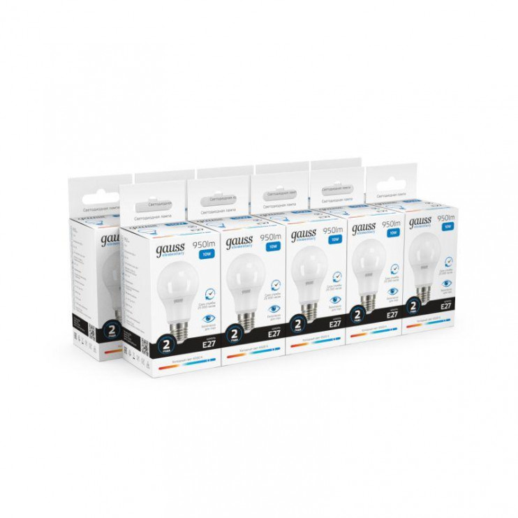 Лампа светодиодная Elementary 10Вт A60 грушевидная 6500К холод. бел. E27 950лм GAUSS 23230