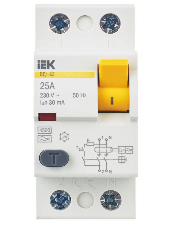 Выключатель дифференциального тока (УЗО) 2п 25А 30мА тип A ВД1-63 KARAT IEK MDV11-2-025-030