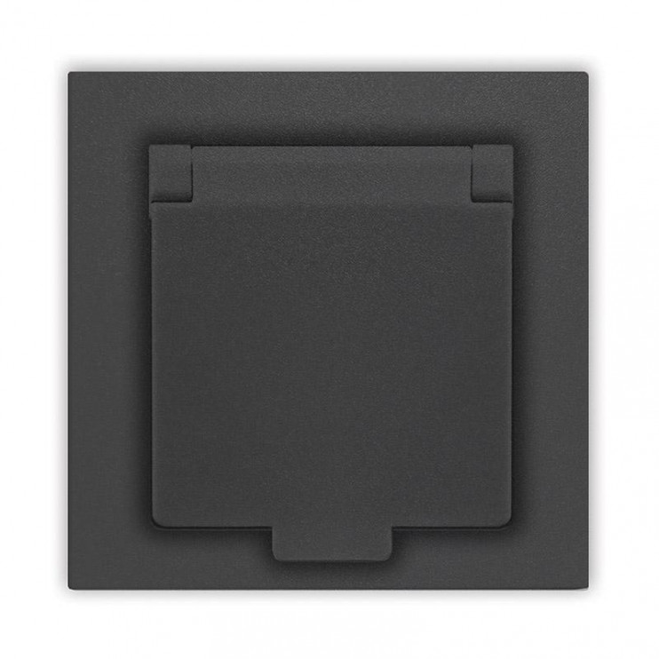 Розетка 1-м СП Афина 16А IP20 с заземл. с крышкой в сборе графит Universal A0029-Gr