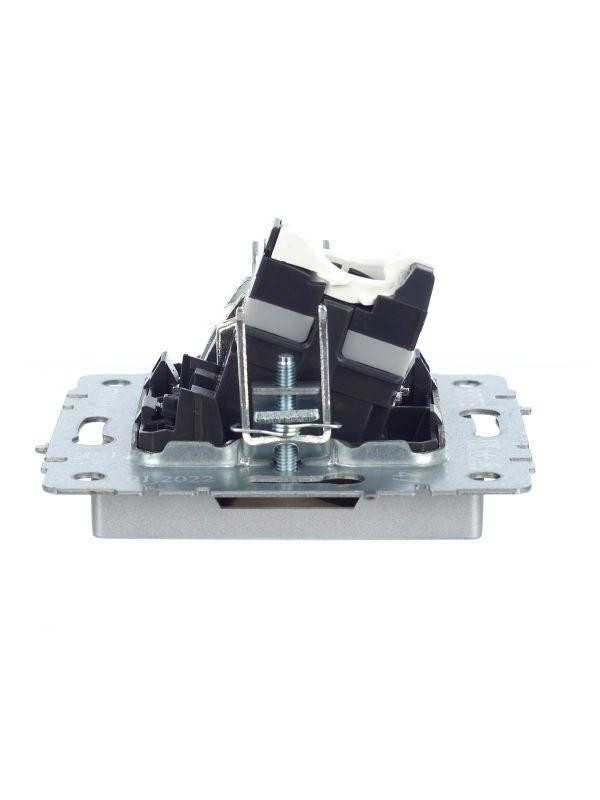 Розетка компьютерная + телевизионная 2-м Brite РТВ/РК12-БрА RJ45 кат.5E + TV механизм алюм. IEK BR-AK20-1-K47