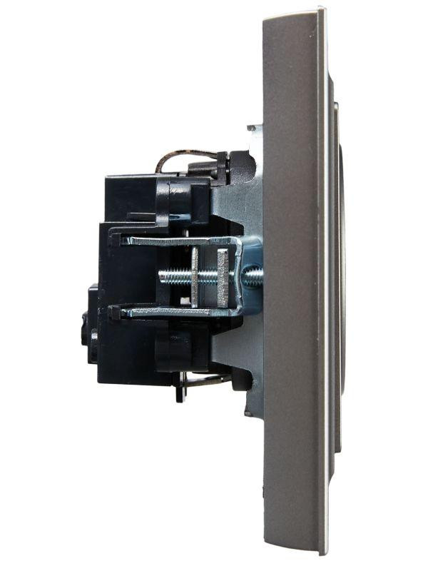 Розетка СП BRITE РСР14-1-0-БрС 16А в сборе с заземл. защ. шторки сталь IEK BR-R14-16-K46-F