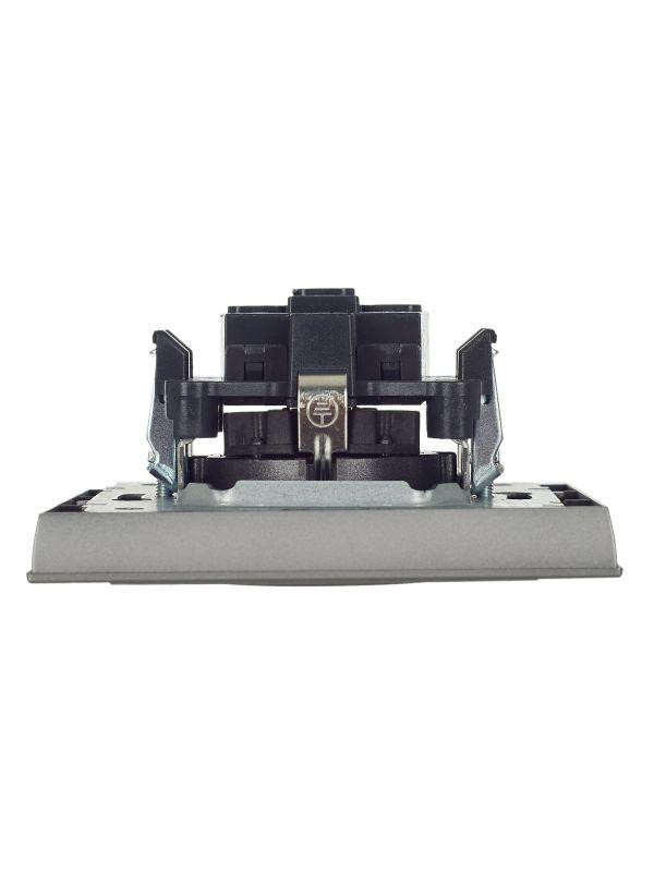 Розетка СП BRITE РСР14-1-0-БрС 16А в сборе с заземл. защ. шторки сталь IEK BR-R14-16-K46-F