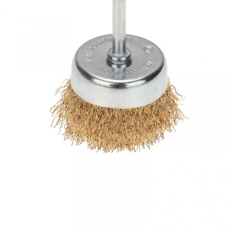 Щетка чашечная для дрели витая латунированная проволока 65мм Kranz KR-91-1254