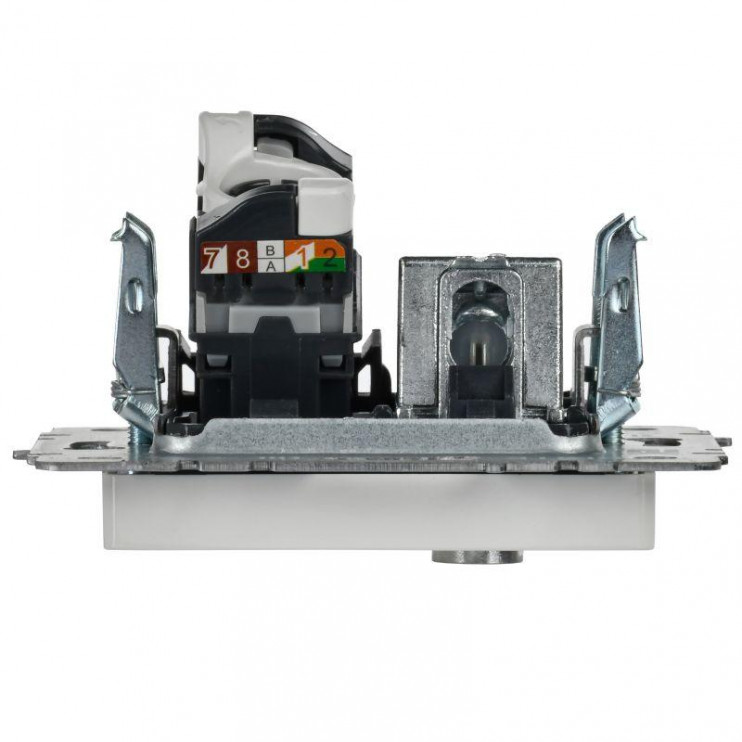 Розетка компьютерная + телевизионная 2-м Brite РТВ/РК12-БрБ RJ45 кат.5E + TV механизм бел. IEK BR-AK20-1-K01