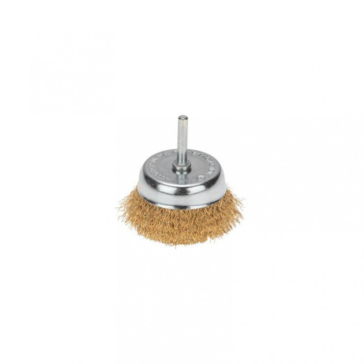 Щетка чашечная для дрели витая латунированная проволока 75мм Kranz KR-91-1255