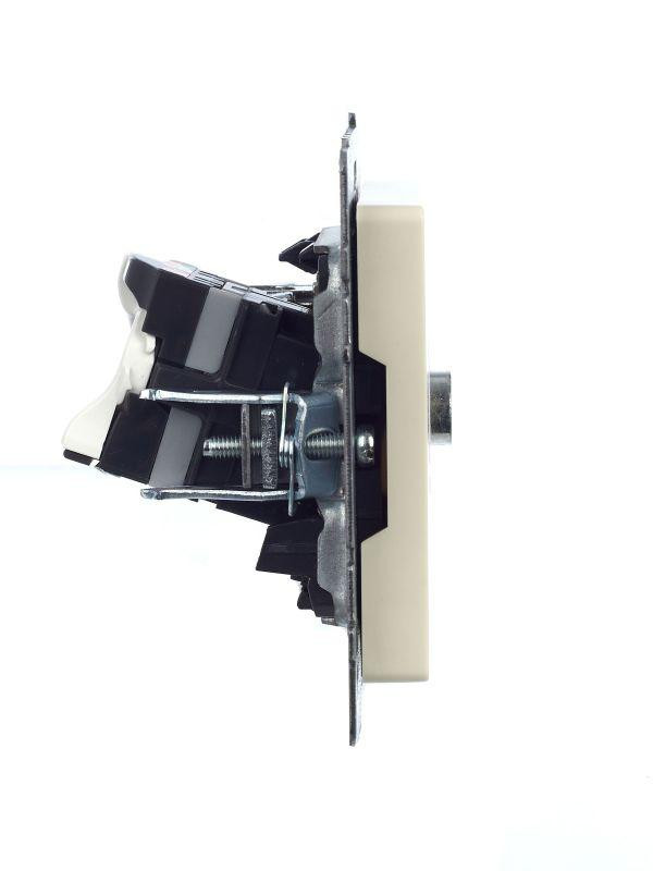 Розетка компьютерная + телевизионная 2-м Brite РТВ/РК12-БрКр RJ45 кат.5E + TV механизм беж. IEK BR-AK20-1-K10