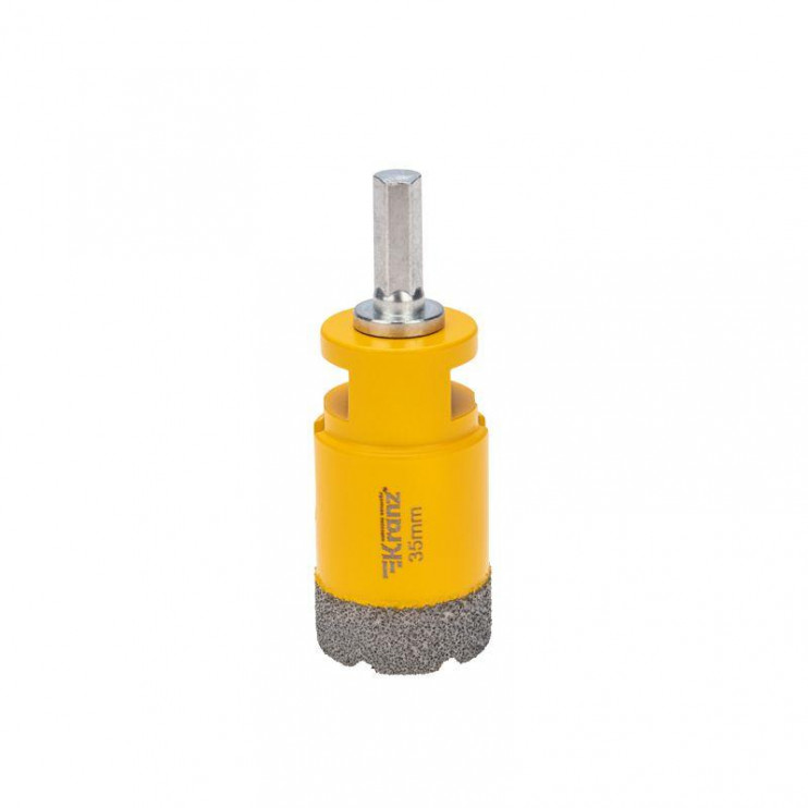 Коронка алмазная профессиональная по керамограниту и железобетону М14 вакуумное спекание 35мм для УШМ Kranz KR-92-1017