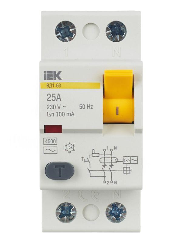Выключатель дифференциального тока (УЗО) 2п 25А 100мА тип AC ВД1-63 KARAT IEK MDV10-2-025-100