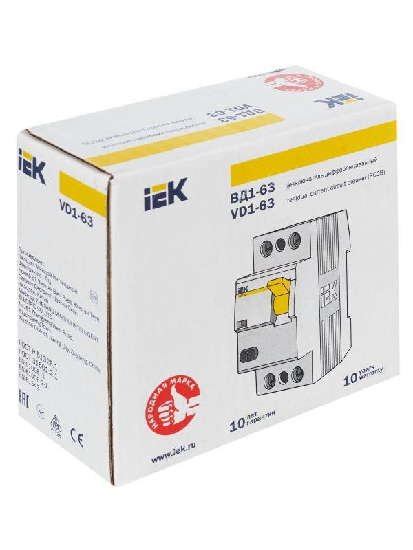 Выключатель дифференциального тока (УЗО) 2п 25А 100мА тип AC ВД1-63 KARAT IEK MDV10-2-025-100