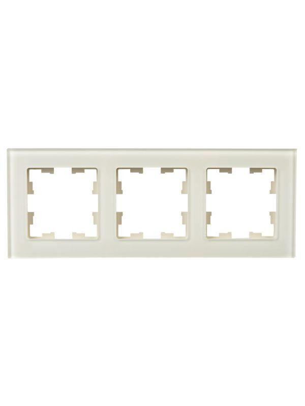 Рамка 3-м BRITE РУ-3-2-БрВа стекло ванильн. IEK BR-M32-G-K10