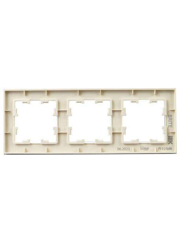 Рамка 3-м BRITE РУ-3-2-БрВа стекло ванильн. IEK BR-M32-G-K10