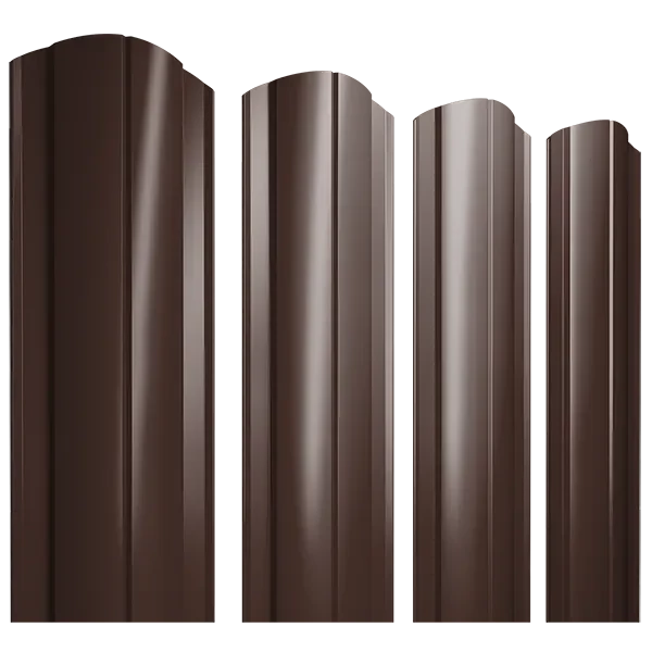 Штакетник круглый с фигурным резом 0,45х128x2000мм GRAND LINE RAL 8017