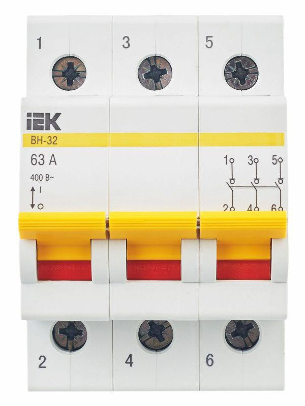 Выключатель нагрузки (мини-рубильник) 3п 63А ВН-32 KARAT IEK MNV10-3-063
